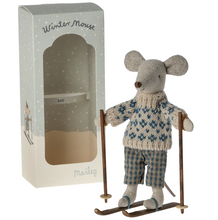Load image into Gallery viewer, Maileg Winter Mouse With Ski Set | Blue