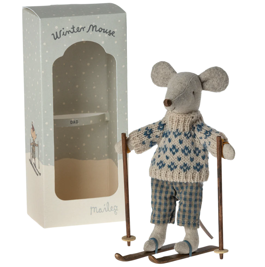 Maileg Winter Mouse With Ski Set | Blue