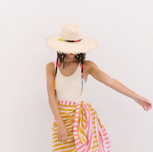 Sunshine Tienda Rosita Wide Brimmed Palm Fringe Hat