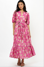Load image into Gallery viewer, Oliphant Puff Sleeve Maxi | Magenta Presido