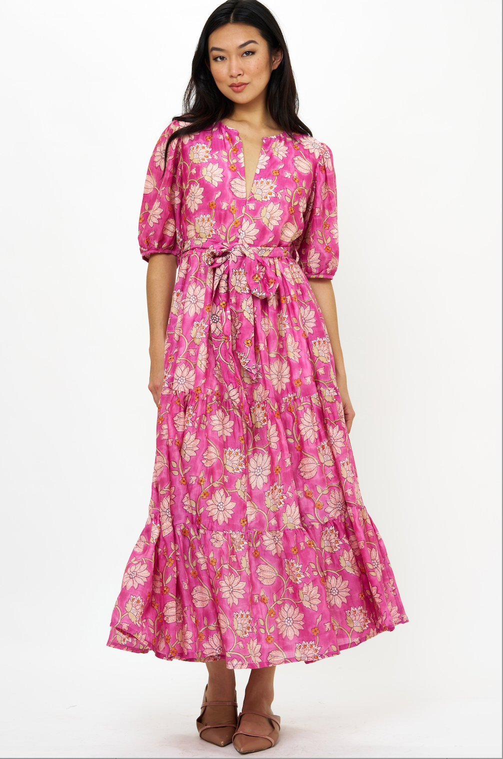 Oliphant Puff Sleeve Maxi | Magenta Presido
