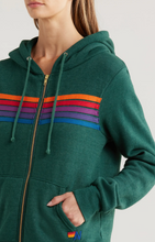 Load image into Gallery viewer, Aviator Nation 5 Stripe Hoodie | Forest, Purple, &amp; Orange