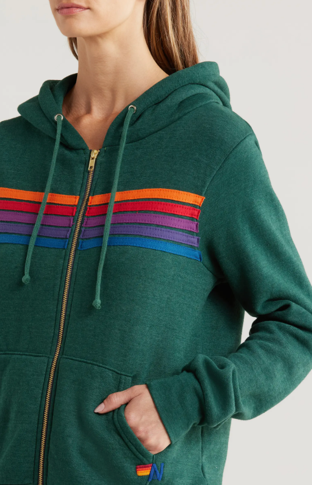 Aviator Nation 5 Stripe Hoodie | Forest, Purple, & Orange