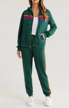 Load image into Gallery viewer, Aviator Nation 5 Stripe Hoodie | Forest, Purple, &amp; Orange