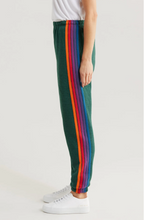 Load image into Gallery viewer, Aviator Nation 5 Stripe Sweatpants | Forest, Purple, &amp; Orange