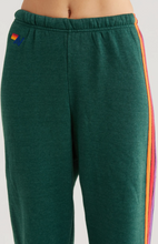 Load image into Gallery viewer, Aviator Nation 5 Stripe Sweatpants | Forest, Purple, &amp; Orange