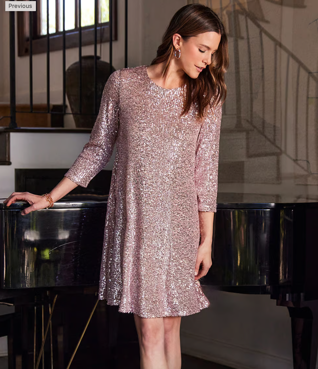 Karen Kane Women's Sequin Swing Dress, Pink, Small