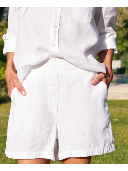 Frank & Eileen Mae Pull On Short | Washed Linen White