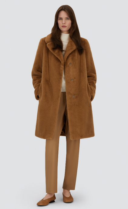 Herno Women's Faux Fur Half Coat | Camello Camel