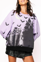 Load image into Gallery viewer, Queen Of Sparkles Halloween Haunted House Sweatshirt | Purple