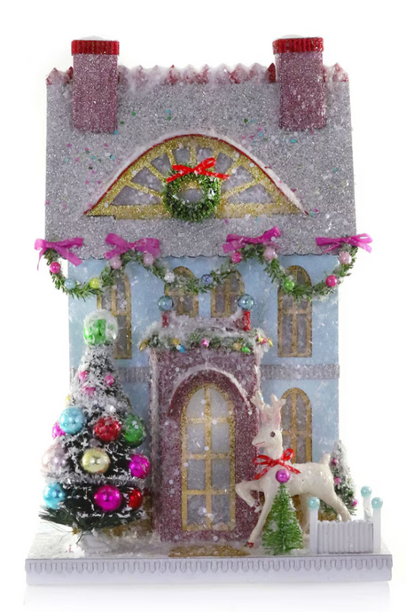 Merry Reindeer Chateau Christmas Village House