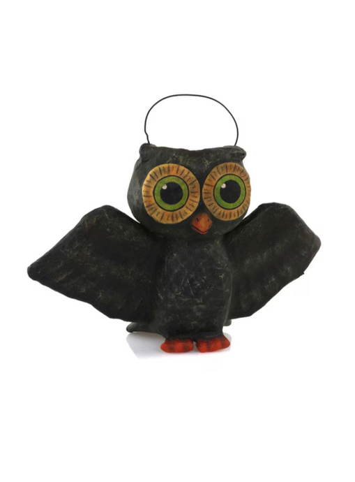 Flying Owl Paper Mache Halloween Bucket