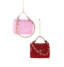 Load image into Gallery viewer, CoCo Quilted Purse Christmas Ornament | Pink &amp; Red