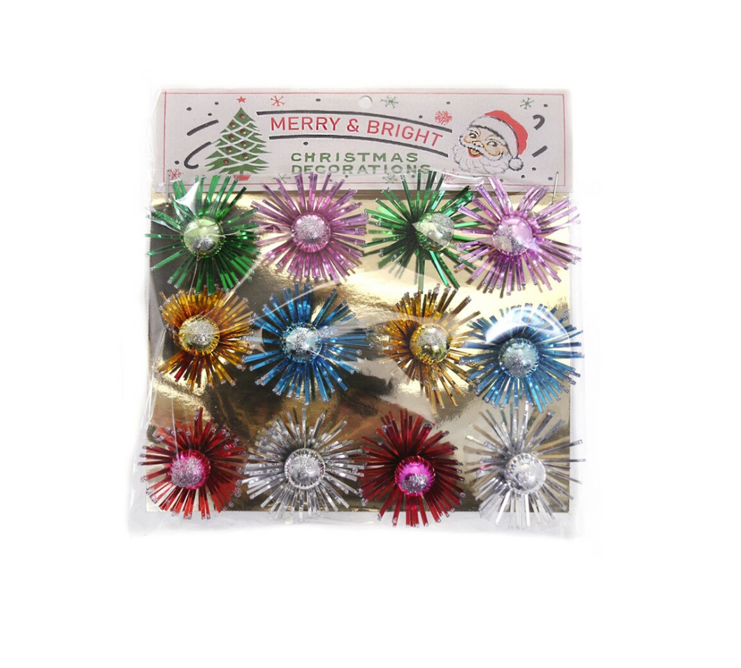 Vintage Christmas Tree Tinsel Starbursts | Set Of 12