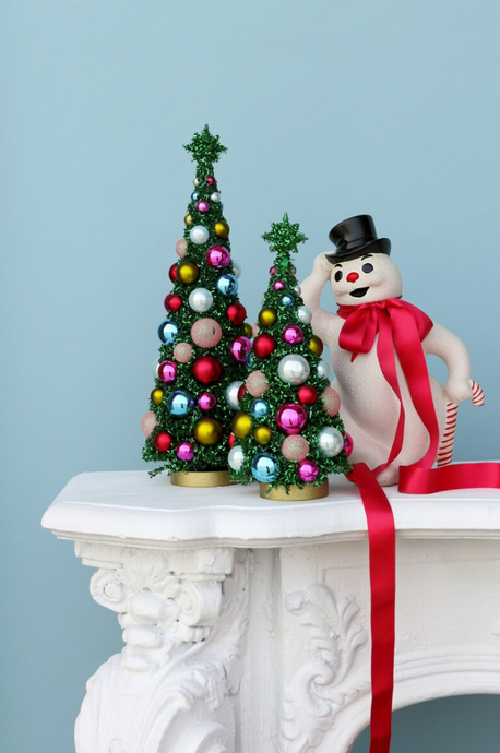 Mid-Century Glitter Christmas Trees | Set Of 2