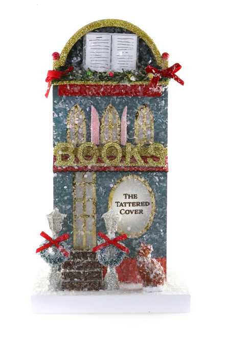 Book Shop Christmas Village House With Cat