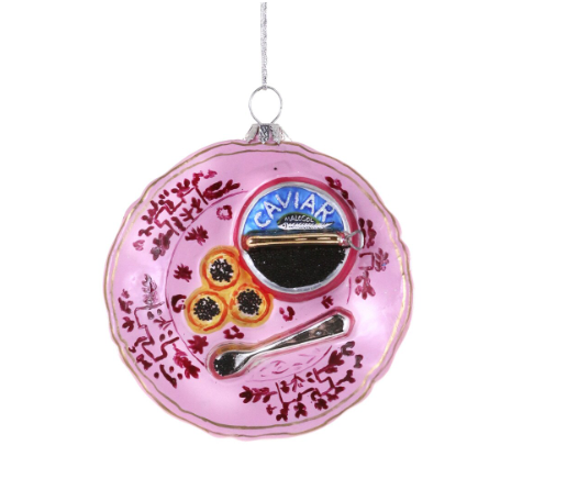 Ginori Pink Plate With Caviar Christmas Ornament