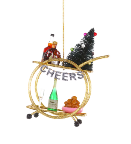Cheers! Holiday Bar Cart Christmas Ornament