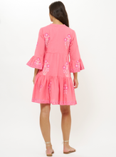 Load image into Gallery viewer, Oliphant Bell Sleeved Tiered Mini Dress | Raton Pink
