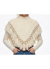 Load image into Gallery viewer, PREORDER Anna Cate Ivory Fringe Shawl Collar