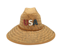 Load image into Gallery viewer, Glampwear USA Straw Hat | Red White Blue