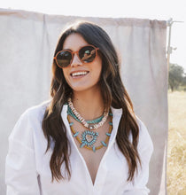 Load image into Gallery viewer, Gather Goods Needlepoint Heart Turquoise Necklace