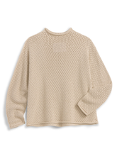 Load image into Gallery viewer, Frank &amp; Eileen Monterey Pointelle Rolled Funnel Neck Sweater | Sand