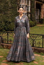 Load image into Gallery viewer, Oliphant Cuff Sleeve Tie Waist Maxi | Kenzo Charcoal