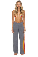 Load image into Gallery viewer, Aviator Nation 5 Stripe Wide Leg Pocket Sweatpants | Heather Grey