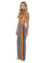 Load image into Gallery viewer, Aviator Nation 5 Stripe Wide Leg Pocket Sweatpants | Heather Grey