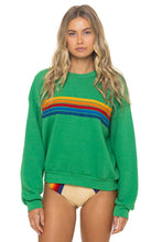 Load image into Gallery viewer, Aviator Nation 5 Stripe Relaxed Crewneck Sweatshirt | Kelly Green
