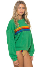 Load image into Gallery viewer, Aviator Nation 5 Stripe Relaxed Crewneck Sweatshirt | Kelly Green