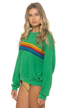 Load image into Gallery viewer, Aviator Nation 5 Stripe Relaxed Crewneck Sweatshirt | Kelly Green
