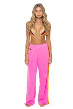 Load image into Gallery viewer, Aviator Nation 5 Stripe Wide Leg Pocket Sweatpants | Neon Pink