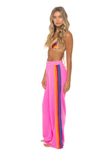 Load image into Gallery viewer, Aviator Nation 5 Stripe Wide Leg Pocket Sweatpants | Neon Pink