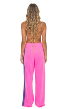 Load image into Gallery viewer, Aviator Nation 5 Stripe Wide Leg Pocket Sweatpants | Neon Pink
