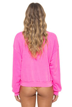 Load image into Gallery viewer, Aviator Nation 5 Stripe Relaxed Crew Sweatshirt | Neon Pink