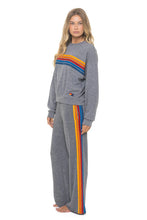 Load image into Gallery viewer, Aviator Nation 5 Stripe Relaxed Crew Sweatshirt | Heather Grey