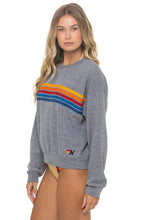 Load image into Gallery viewer, Aviator Nation 5 Stripe Relaxed Crew Sweatshirt | Heather Grey