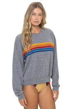 Load image into Gallery viewer, Aviator Nation 5 Stripe Relaxed Crew Sweatshirt | Heather Grey