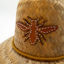 Load image into Gallery viewer, Glampwear Bumble Bee Leather Straw Hat | Tan