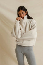 Load image into Gallery viewer, Perfect White Tee Tristan Sherpa Fleece Half Zip Sweatshirt Jacket With Pockets | Sugar
