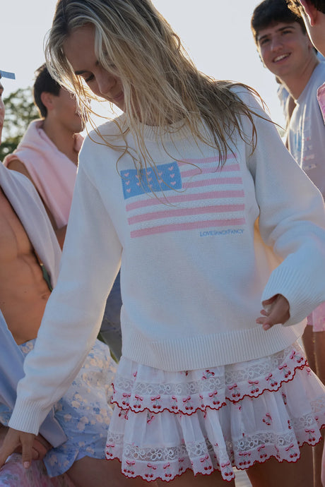 LOVESHACKFANCY Ty Cotton Flag Pullover