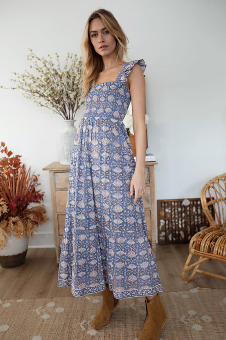 Marea Sasco Dress | Blue Indigo Lotus