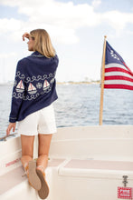 Load image into Gallery viewer, Marea Nautical Intarsia Shawl Cardigan | Navy