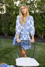 Load image into Gallery viewer, Marea Jeanine Dress | Indigo Stripe Hollyhock