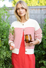 Load image into Gallery viewer, Marea Martha Cardigan | Ivory &amp; Red Stripe