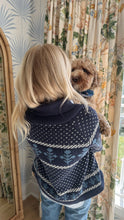 Load image into Gallery viewer, Marea Flower Intarsia Shawl Cardigan | Navy