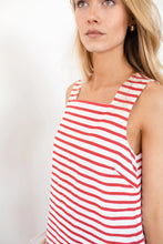 Load image into Gallery viewer, Marea Presley Shift Dress | Red Nautical Stripe