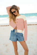 Load image into Gallery viewer, Marea Martha Cardigan | Ivory &amp; Red Stripe